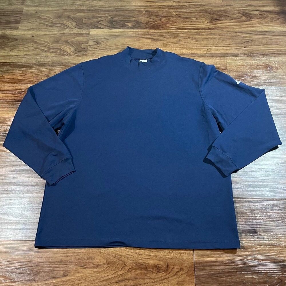 Adidas Sweater Long Sleeve Pullover Mock Neck Sweatshirt Blue Men's Size 2XL